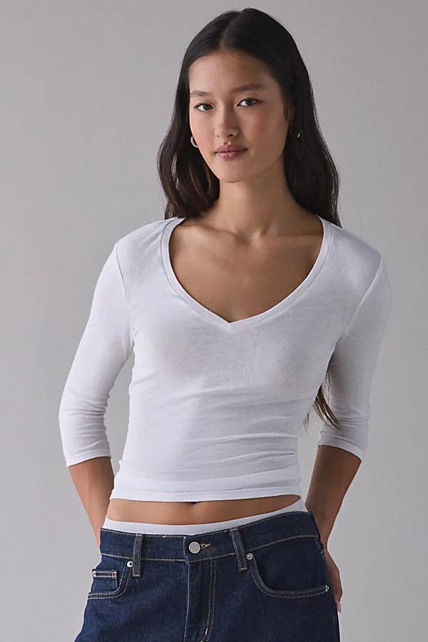 BDG Vee Neck 3/4 Sleeve Spill The Tee Womens at Urban Outfitters Product Image