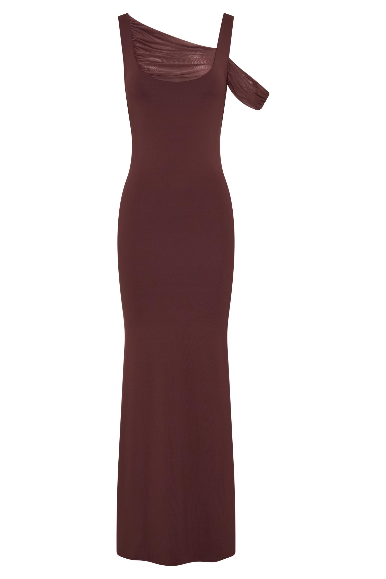 Janette Recycled Nylon And Mesh Sleeveless Maxi Dress - Mahogany Product Image