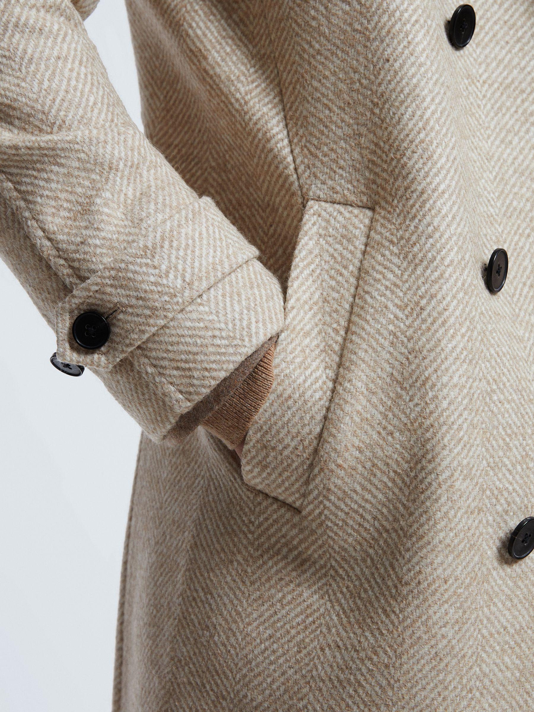 Atelier Italian Wool Blend Double Breasted Coat in Oatmeal Melange Product Image