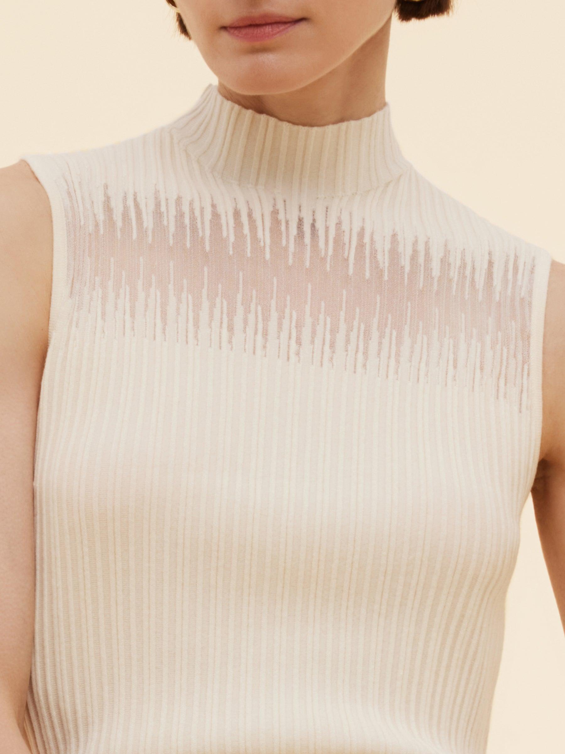 Tencel Blend Women Mock Neck Knit Tank Top Product Image