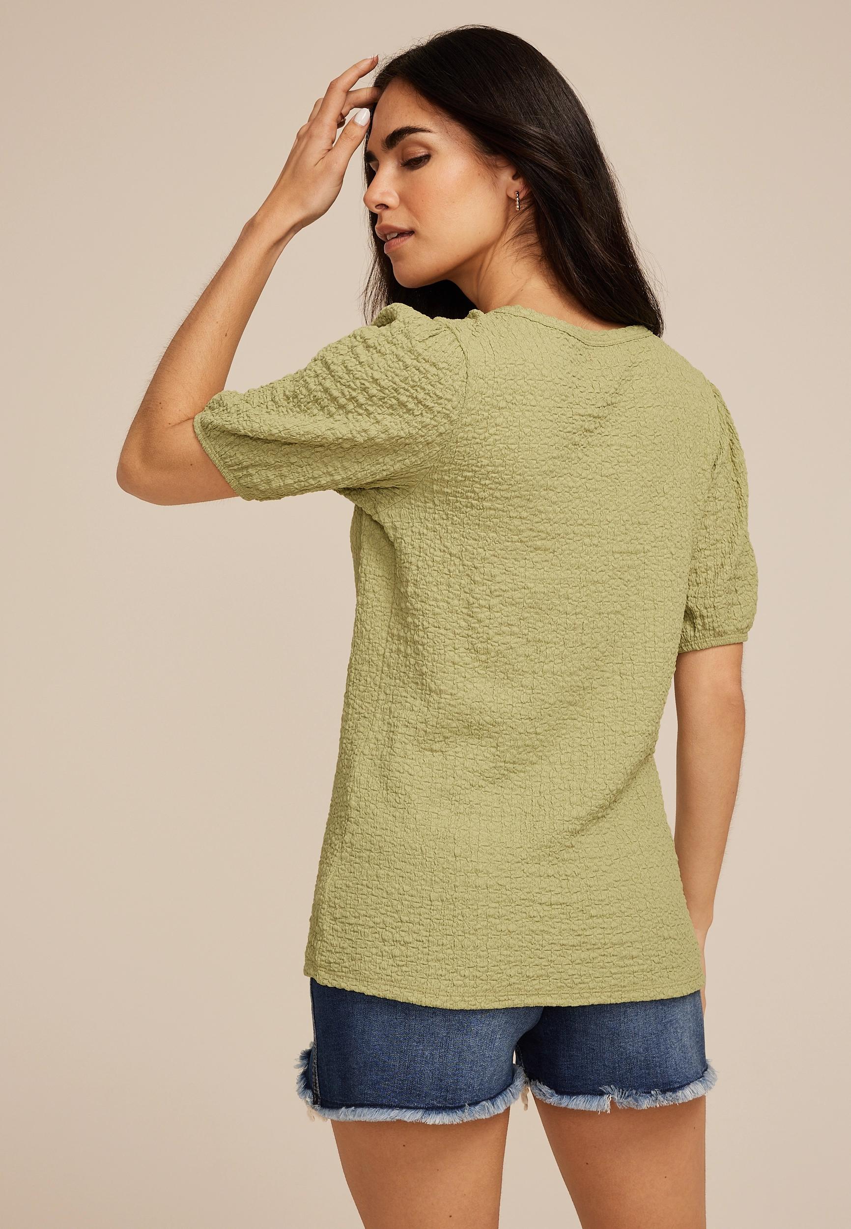 Pucker Puff Sleeve Top Product Image