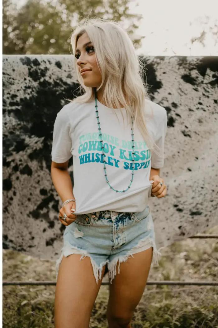 Turquoise Drippin' Tee Product Image