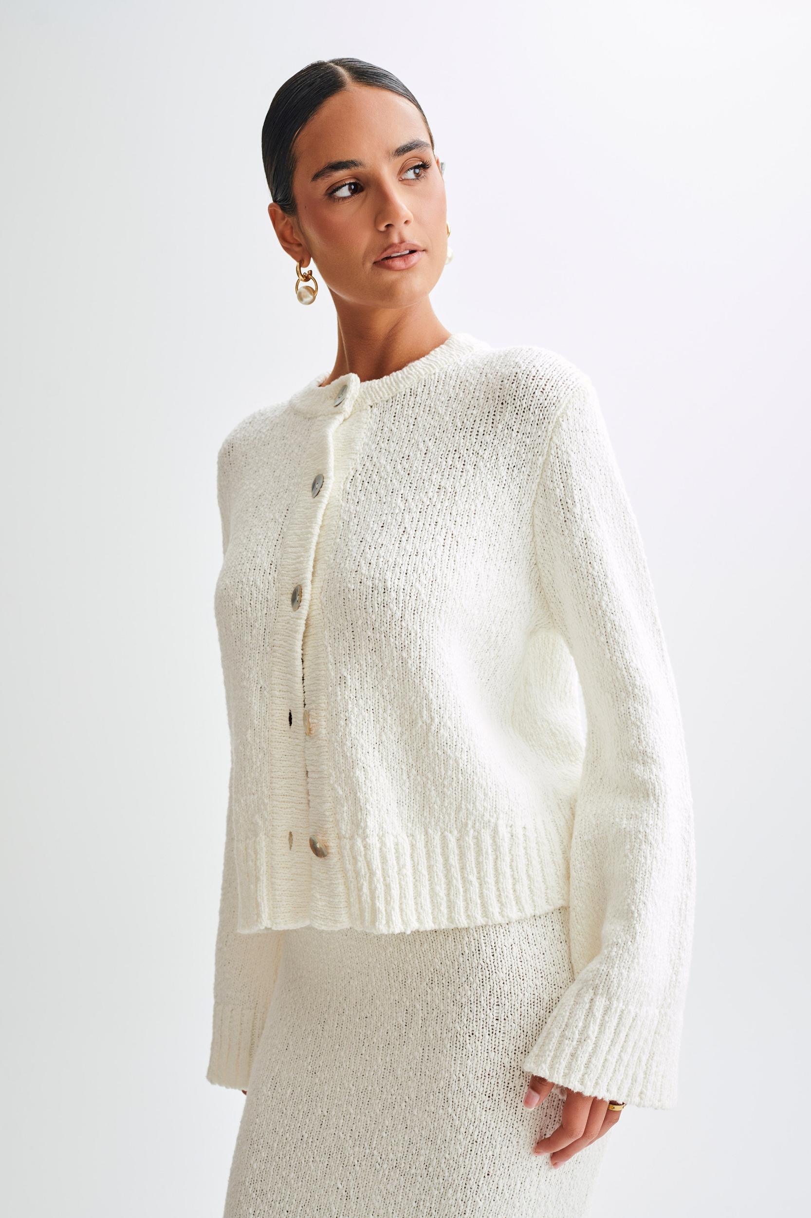 Moira Oversized Boucle Cardigan - White Product Image