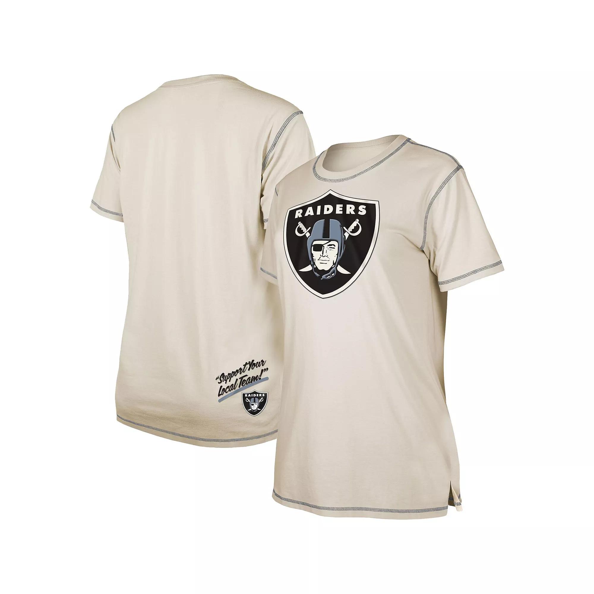 Women's New Era Cream Las Vegas Raiders Split T-Shirt, Size: Small, Lvr Beige Product Image
