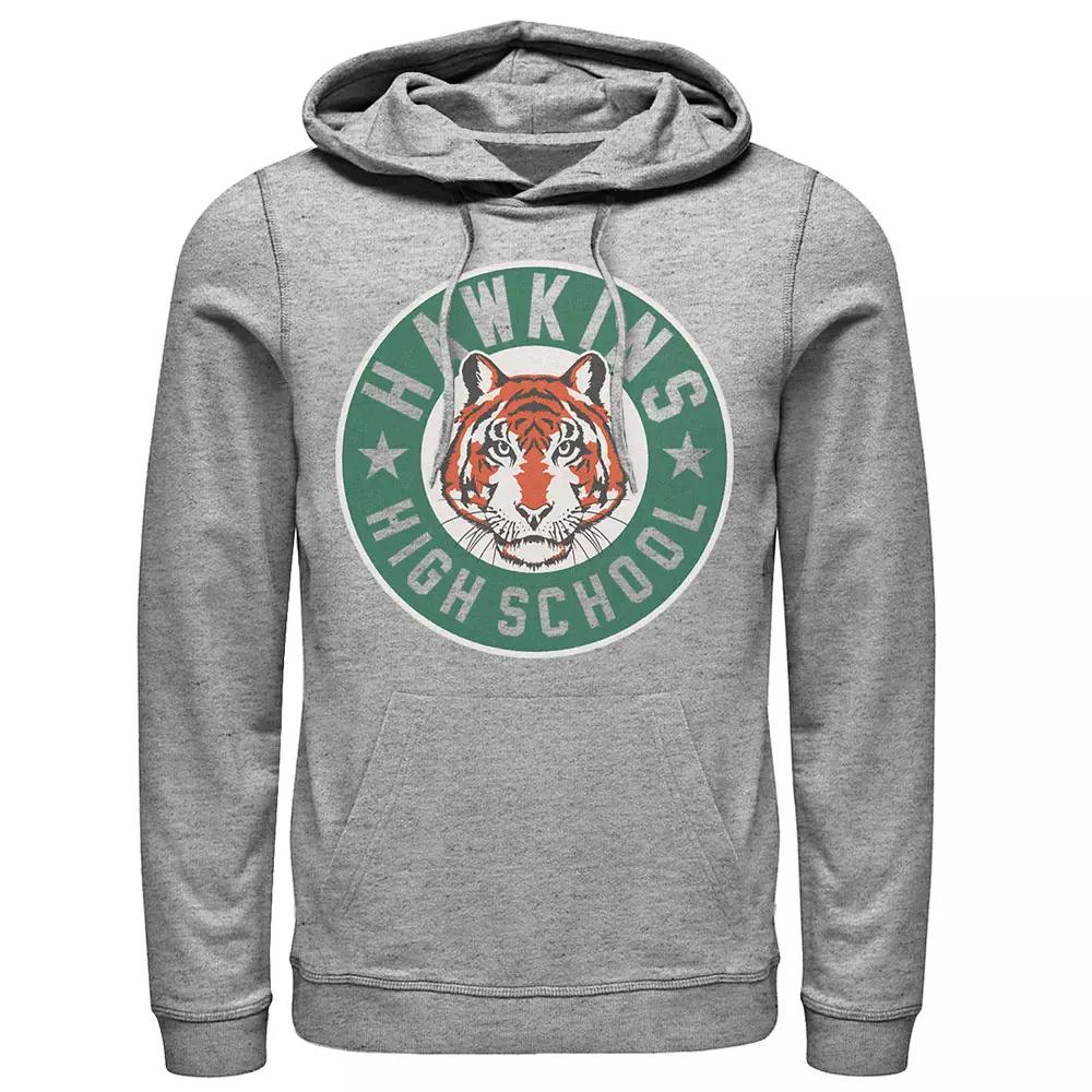 Men's Netflix Stranger Things Hawkins High School Logo Hoodie, Size: 3XL, Athletic Grey Product Image