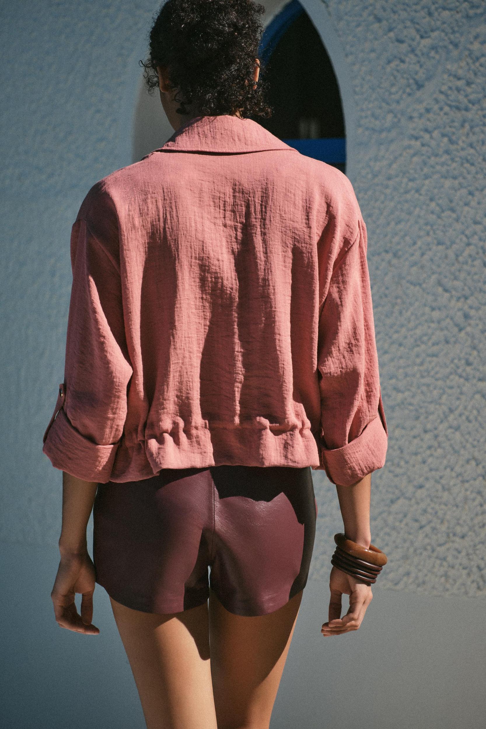 BELTED SLEEVE CROPPED JACKET Product Image