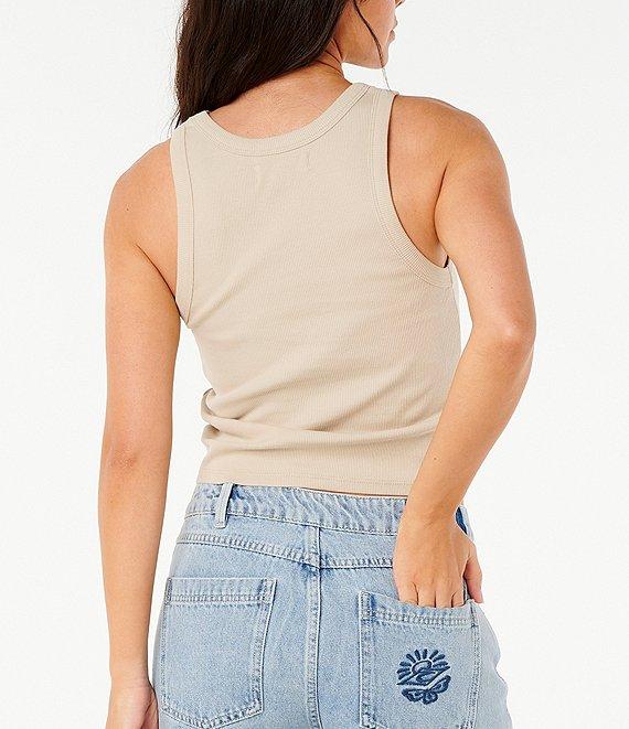 Rip Curl Butterfly Sleeveless Rib-Knit Cropped Tank Top Product Image