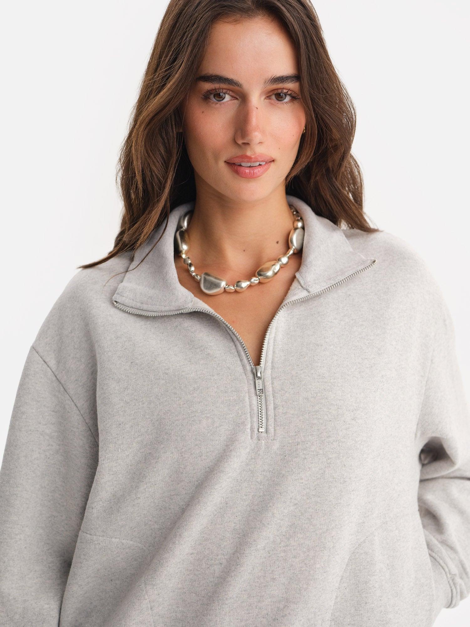 Organic Fleece Quarter Zip Sweatshirt Female Product Image