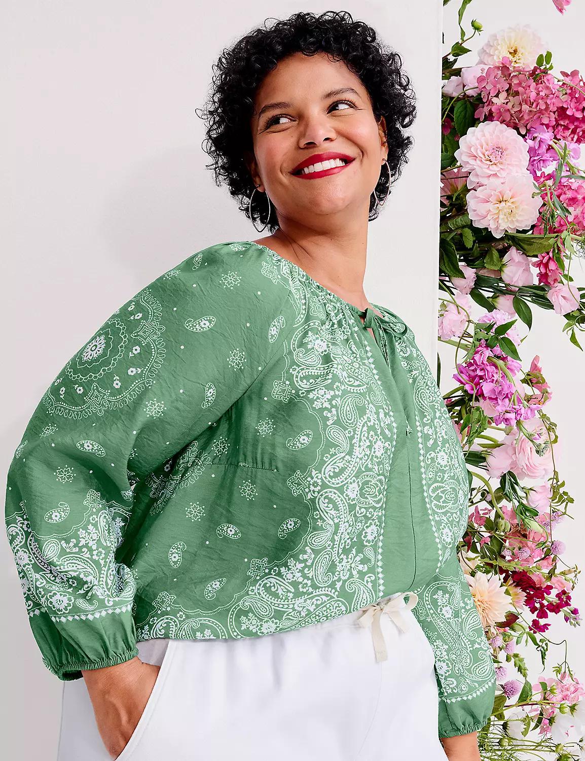 Swing Tie-Neck Blouse Product Image