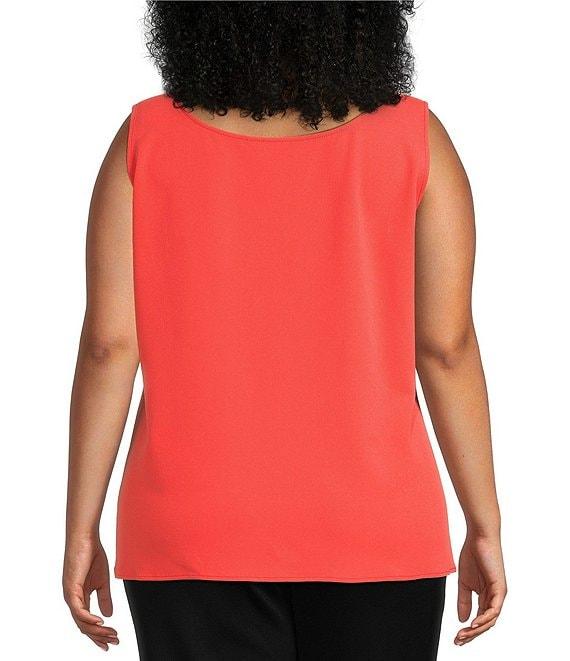 Ming Wang Plus Size Stretch Deco Crepe Scoop Neck Sleeveless Top Product Image