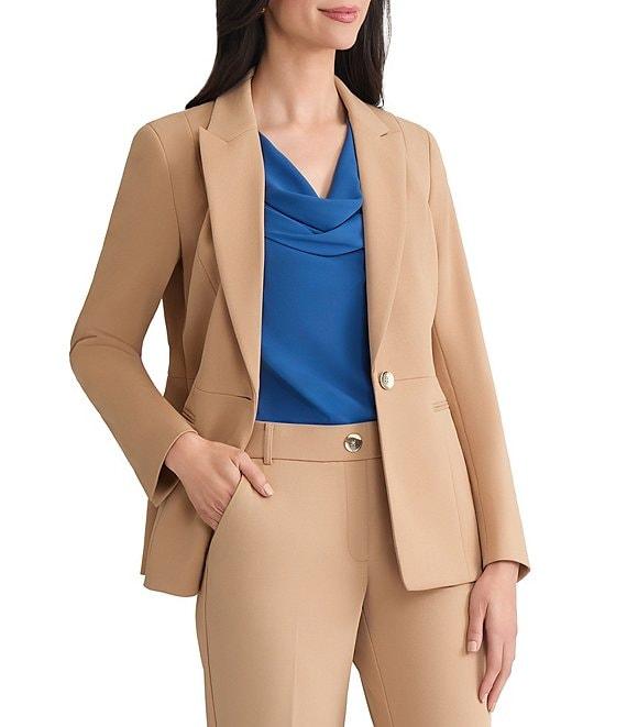 Kasper Stretch Twill One Front Button Peak Lapel Jacket Product Image