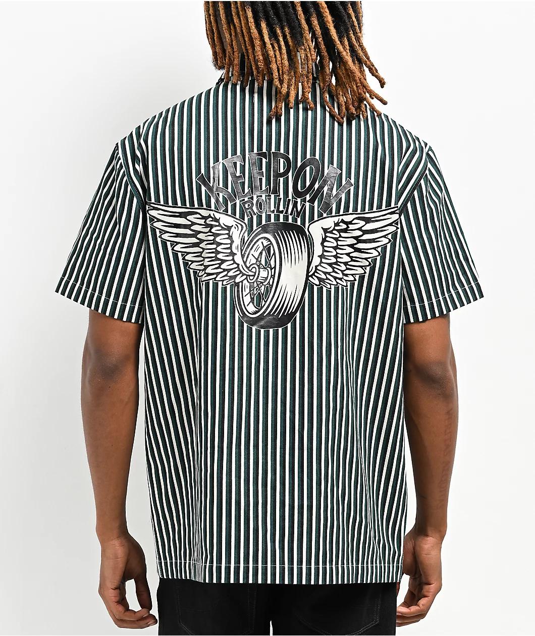 Empyre Eagle Glen Green & Black Striped Short Sleeve Shirt Product Image