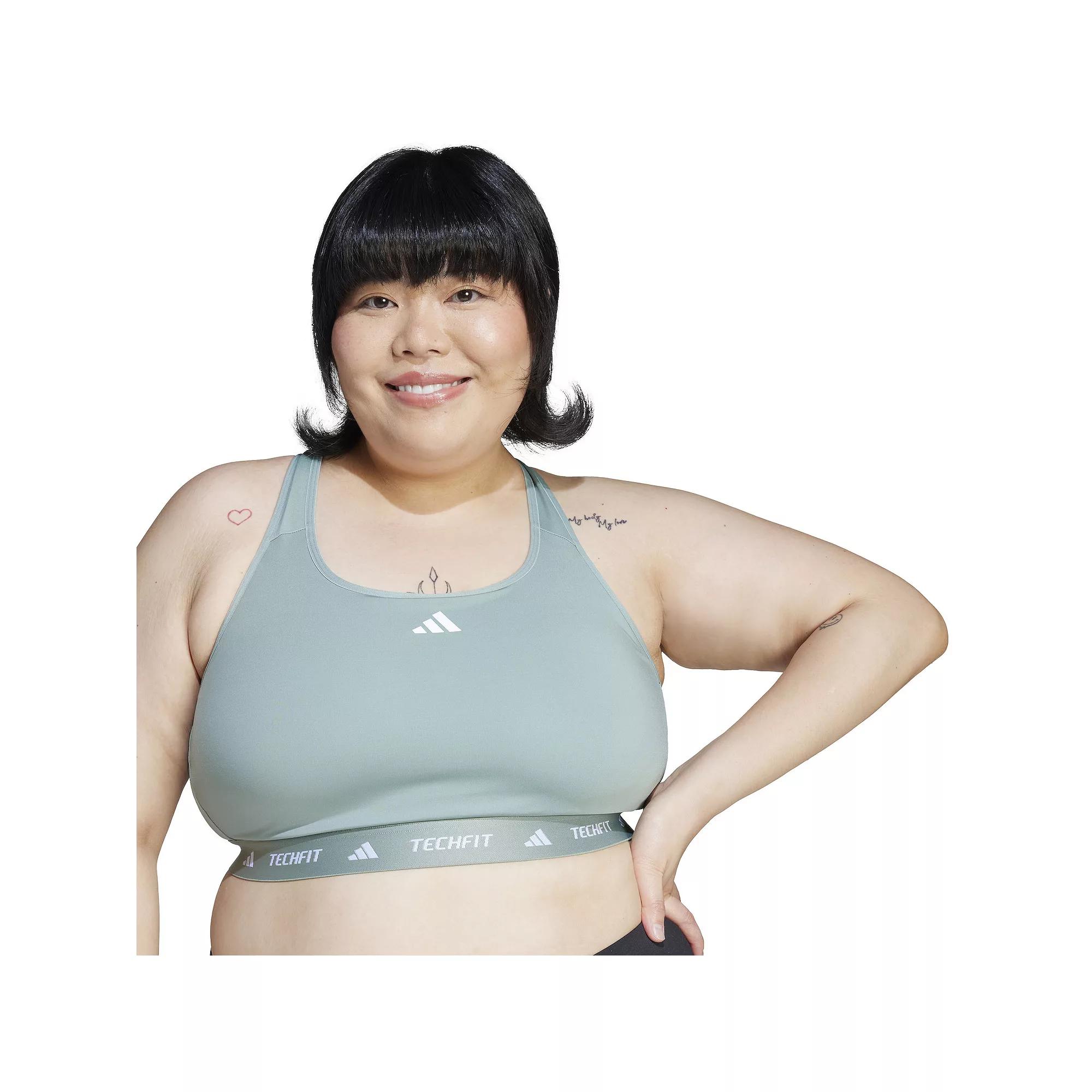 Plus Size adidas Techfit Training Bra, Women's, Size: 1XL, Silver Green Product Image