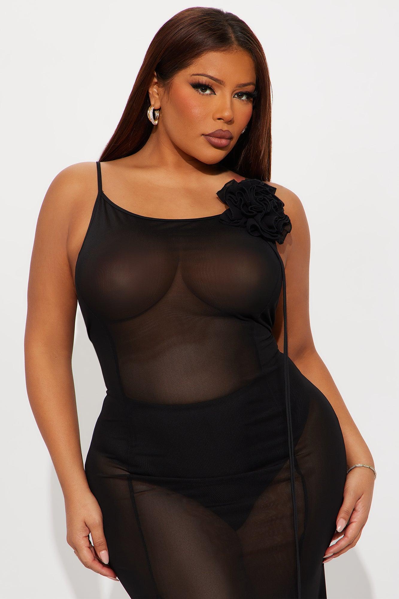 Sheer Goddess Mesh Maxi Dress - Black Female Product Image