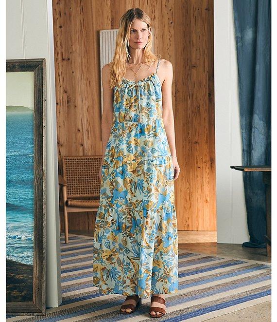 Faherty Sun Chaser Scoop Neck Sleeveless Floral Maxi Dress Product Image