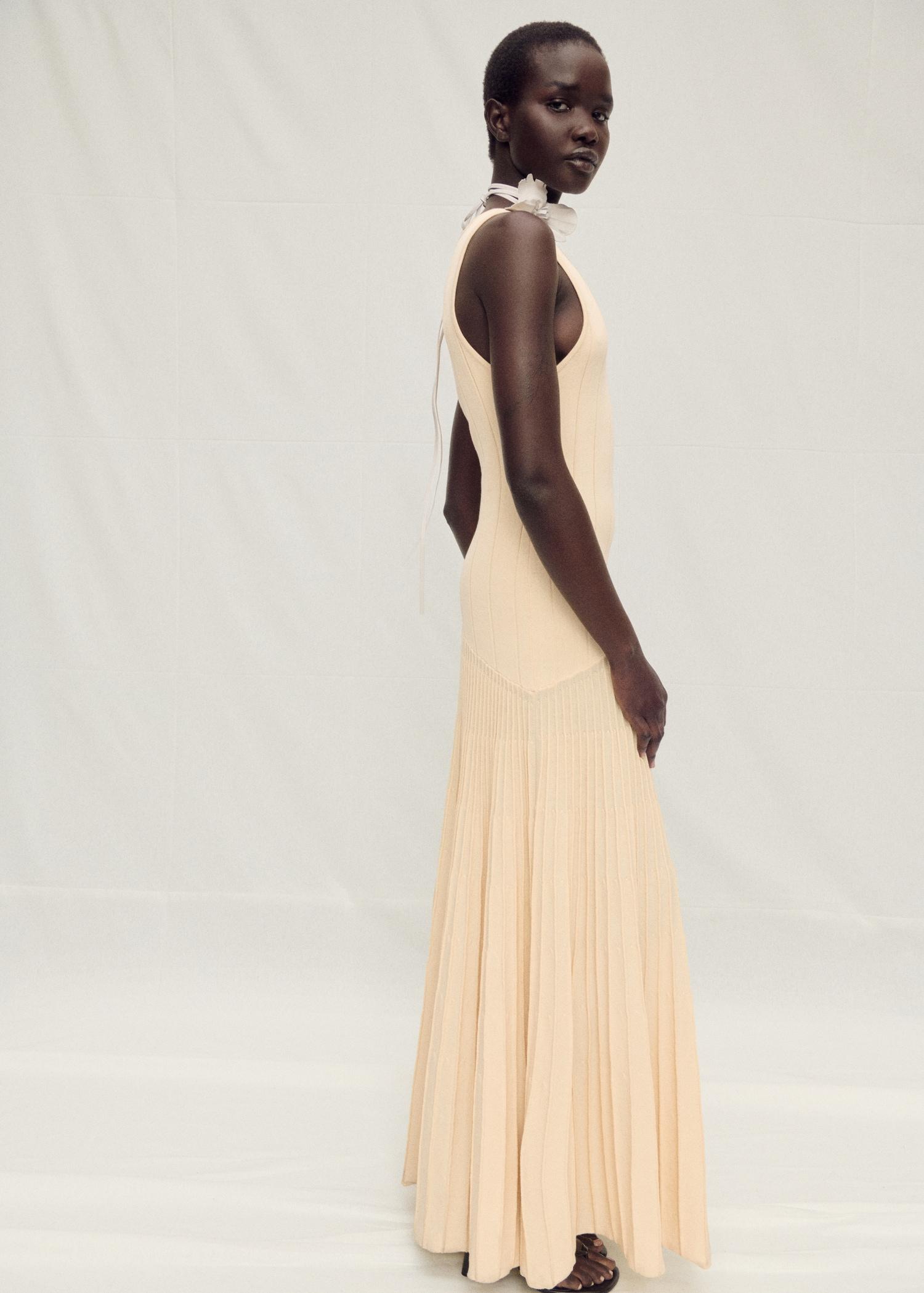 Pleated knitted dress - Women | MANGO USA Product Image