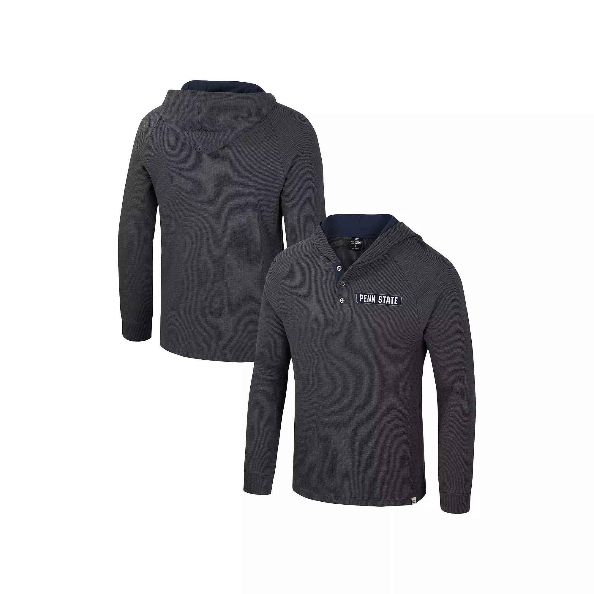 Men's Colosseum  Gray Penn State Nittany Lions Dujour Ralgan Long Sleeve Henley Pullover Hoodie, Size: Medium, Grey Product Image