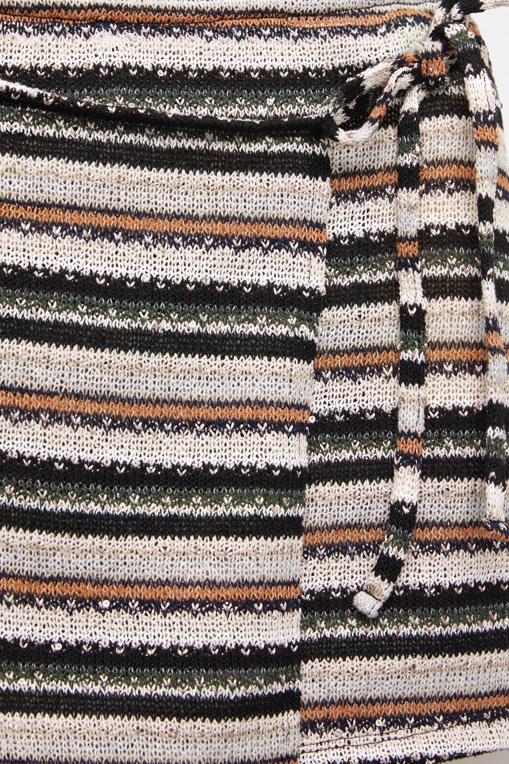 Striped knit sarong mini skirt Product Image