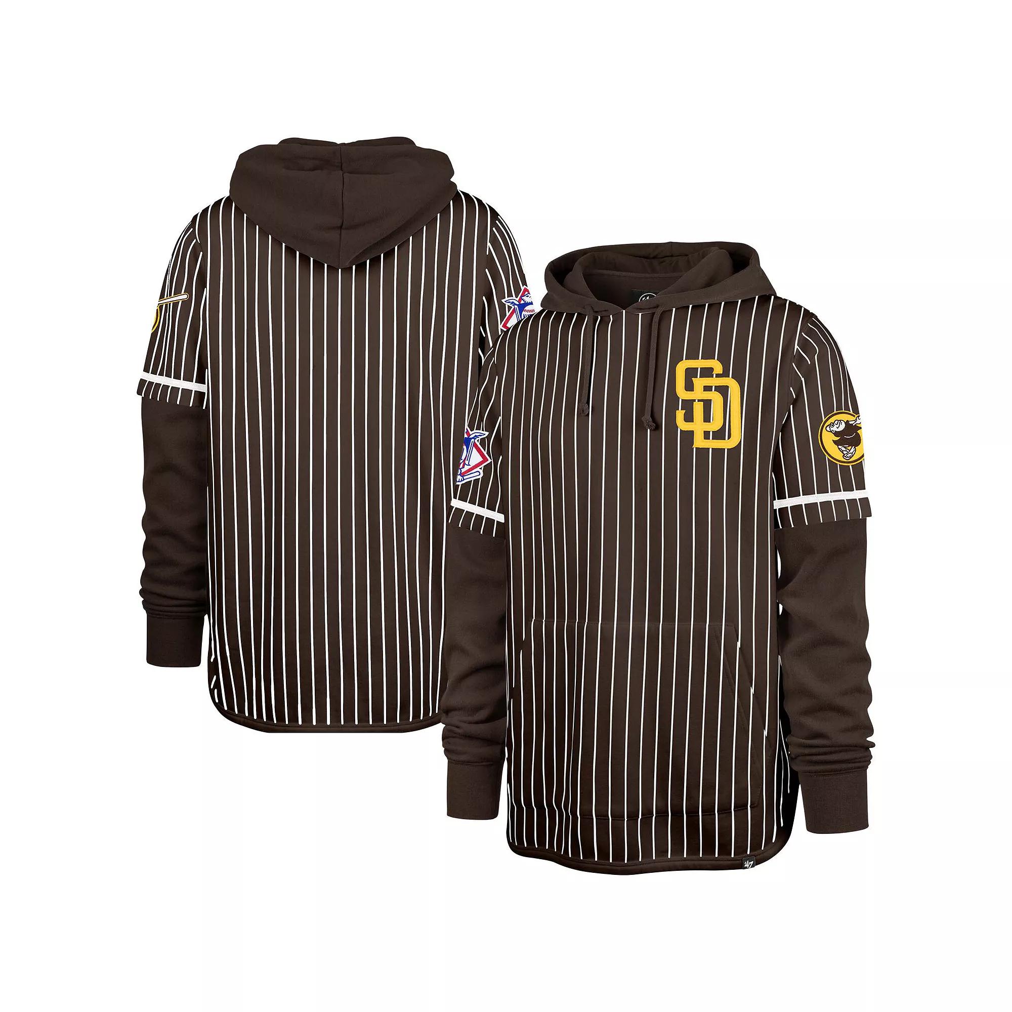 Men's '47  Brown San Diego Padres Pinstripe Double Header Pullover Hoodie, Size: 2XL Product Image