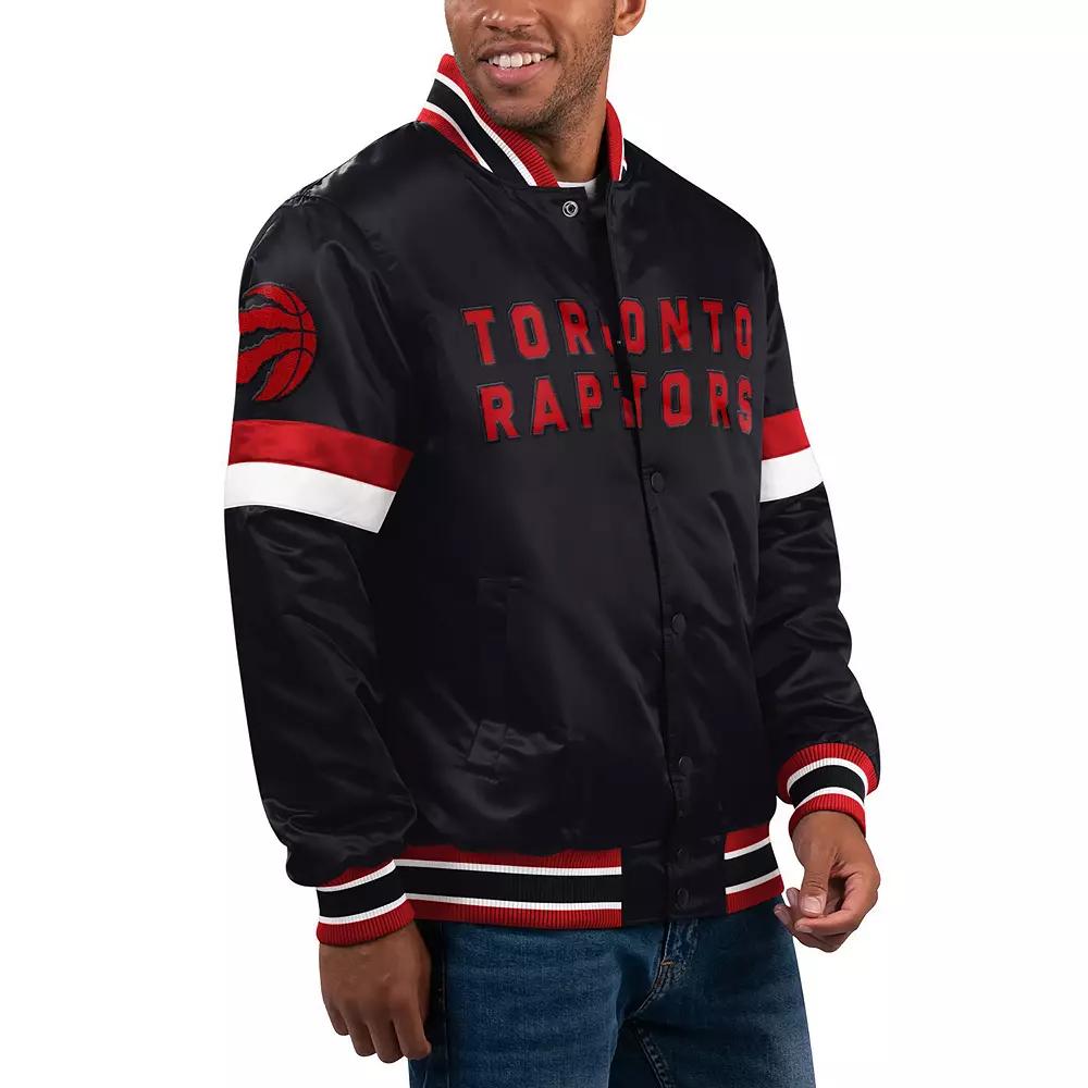 Men's Starter Black Toronto Raptors Home Game Satin Full-Snap Varsity Jacket,  Product Image