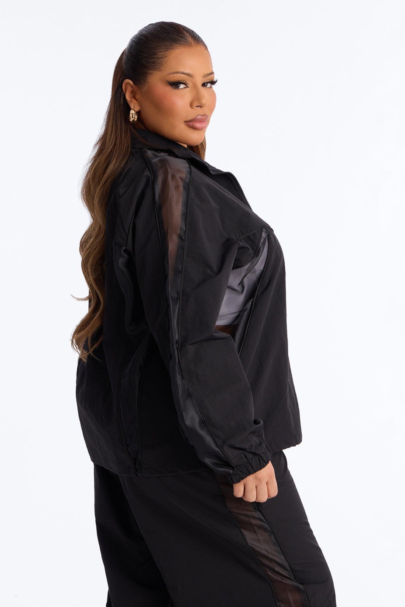No Days Off Sheer Windbreaker Jacket - Black Female Product Image