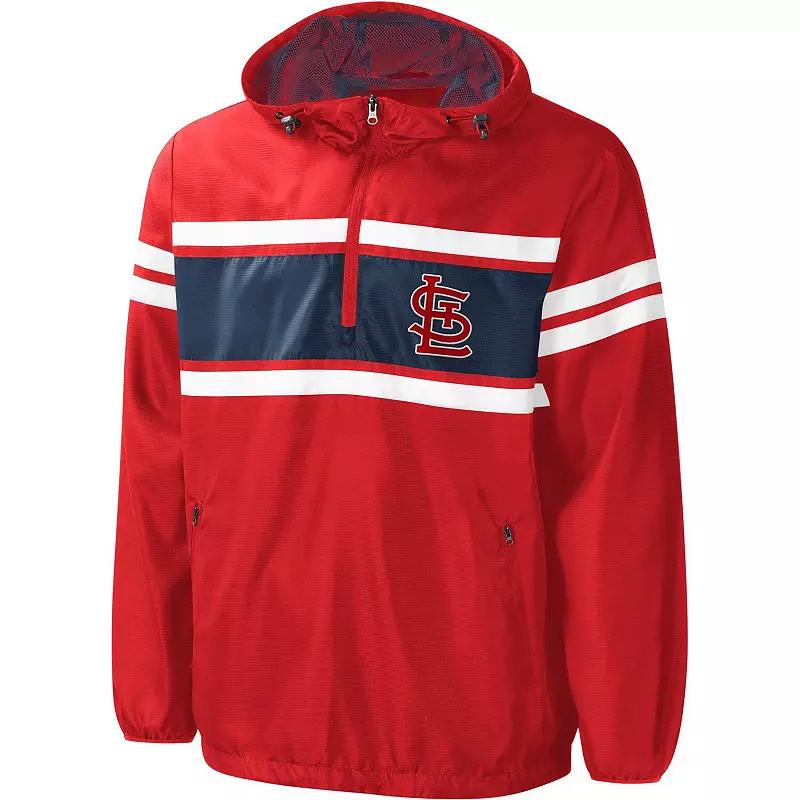 Men's G-III Sports by Carl Banks Red St. Louis Cardinals Game Score Half-Zip Windbreaker,  Product Image