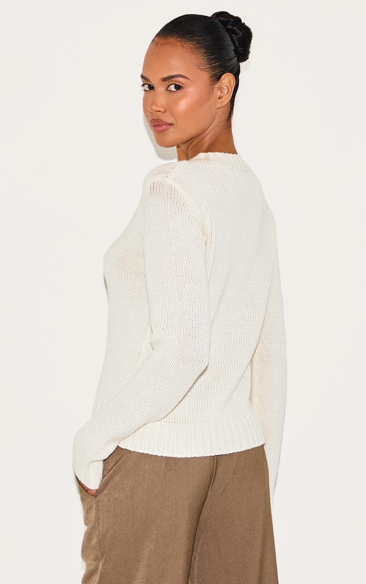 Cream Thick Knit Button Up Cardigan Product Image