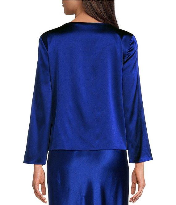 Eileen Fisher Stretch Silk Charmeuse Boat Neck Flare Bracelet Sleeve Top Product Image