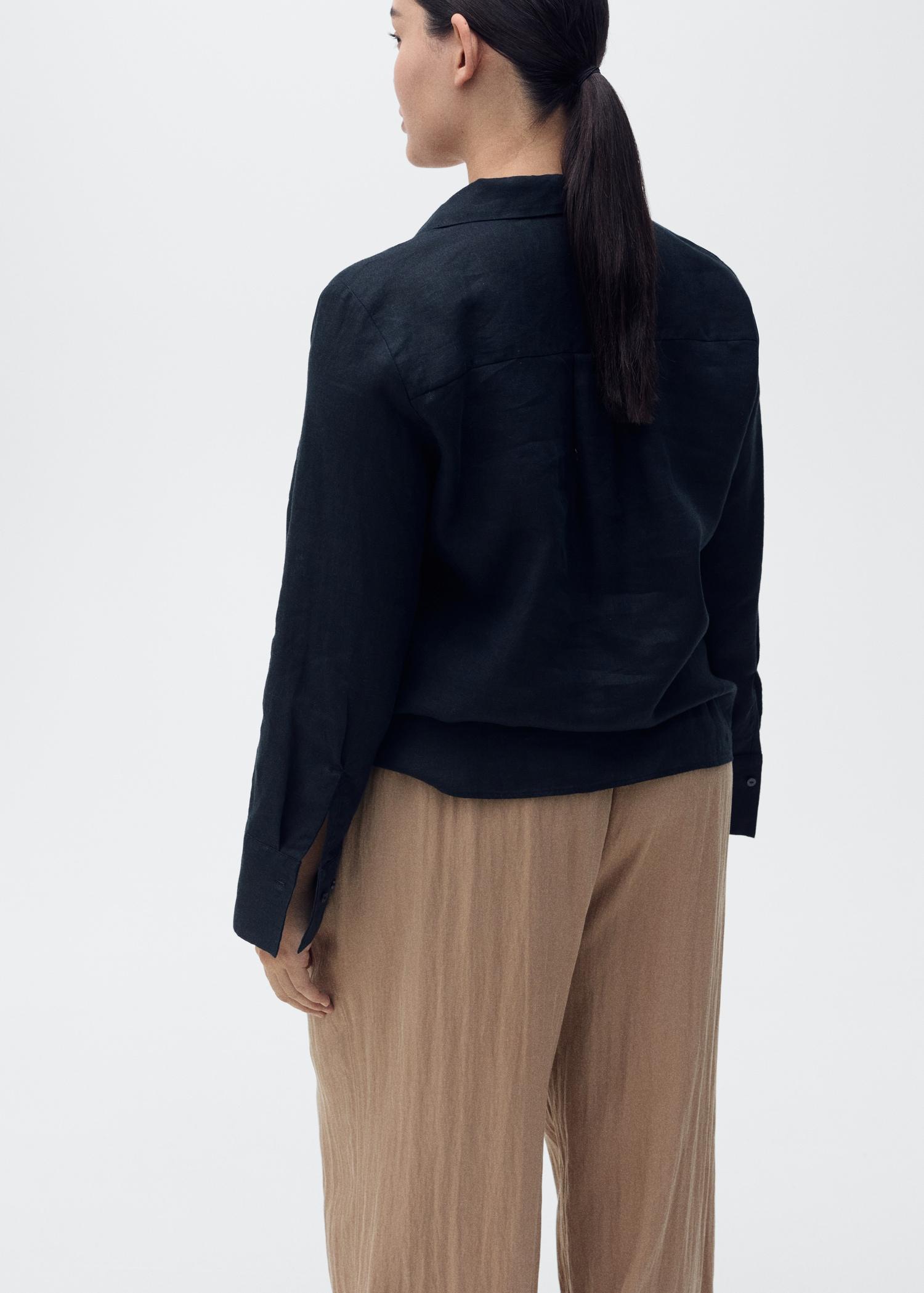 Straight-fit lyocell textured pants - Women | MANGO USA Product Image