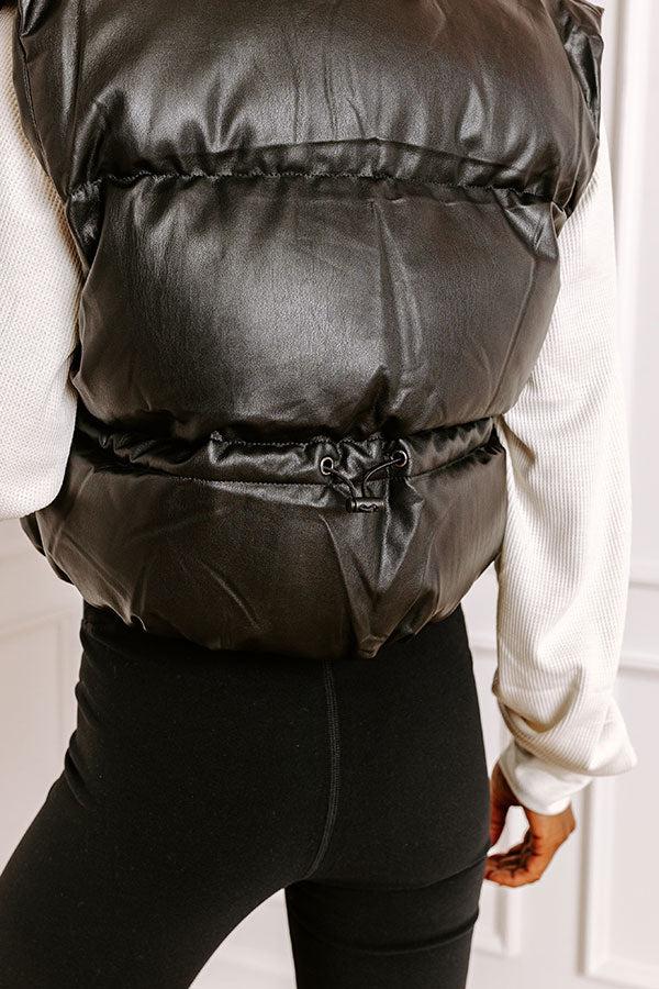 Urban Outing Faux Leather Puffer Vest in Black Product Image