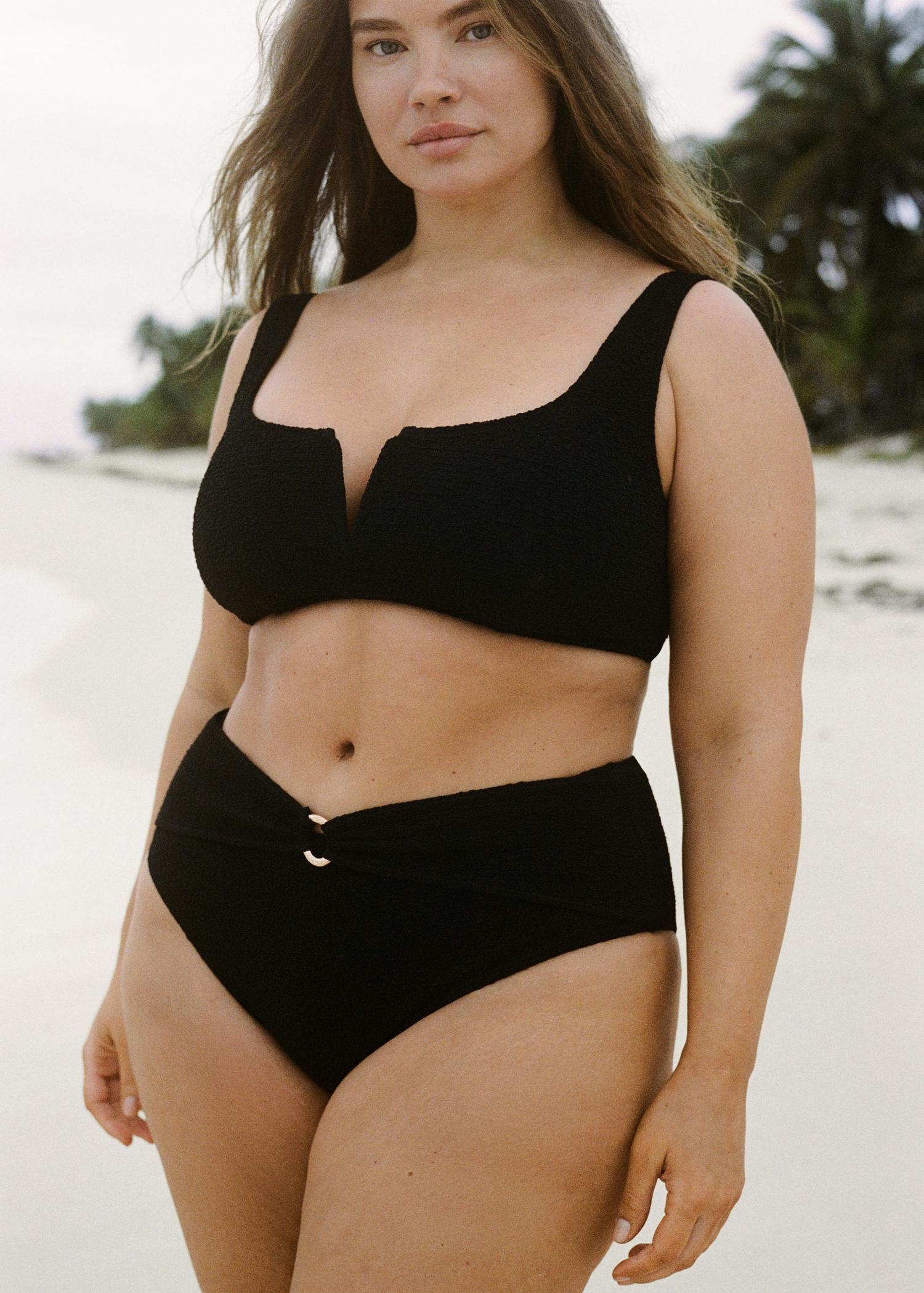 Towel-effect bikini top - Women | MANGO USA Product Image