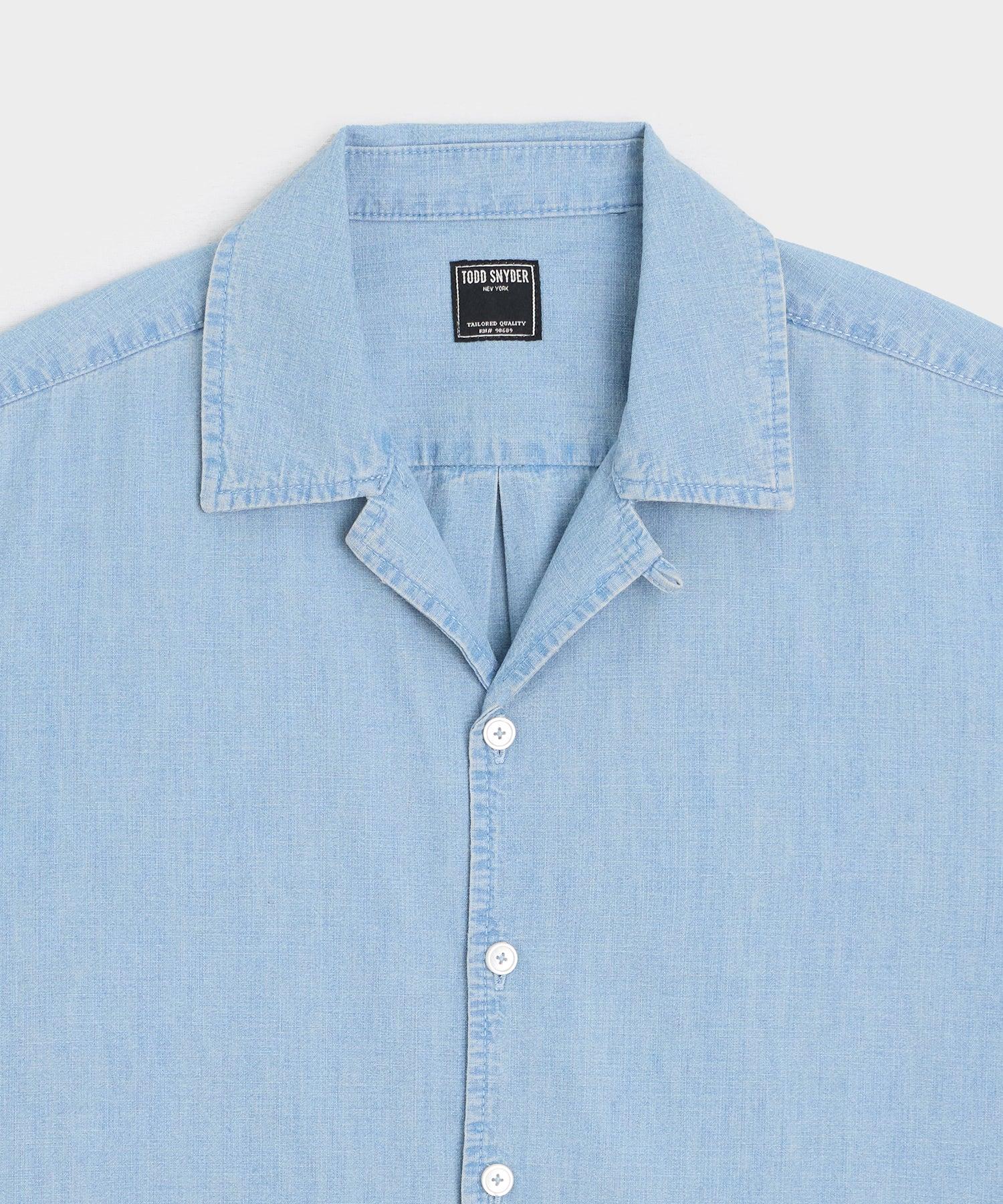 Cropped Chambray Camp Collar Shirt Product Image