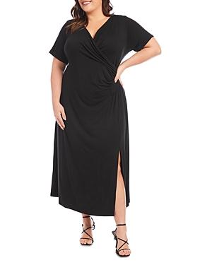Karen Kane Plus Faux Wrap Midi Dress Product Image