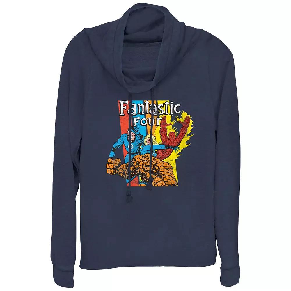 Plus Size Marvel Fantastic Four Action Team Cowlneck Graphic Lightweight Long Sleeve, Women's, Size: 1XL, Blue Product Image