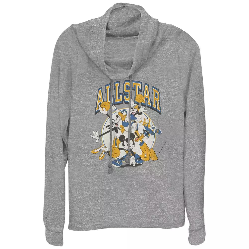 Disney's Mickey Mouse And Friends Allstar Women's Cowlneck Graphic Lightweight Long Sleeve,  Product Image