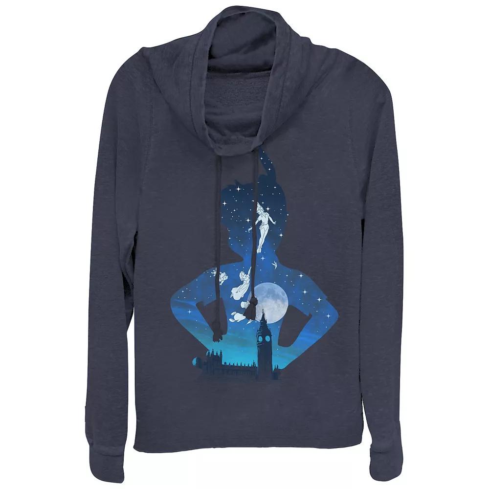 Juniors' Peter Pan London Flight At Night Cowlneck Graphic Lightweight Long Sleeve, Girl's,  Product Image