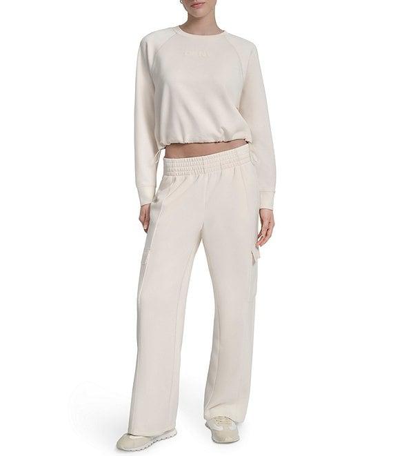 DKNY Sport By Donna Karan Coordinating Cropped Bungee Hem Crew Neck Logo Pullover Product Image