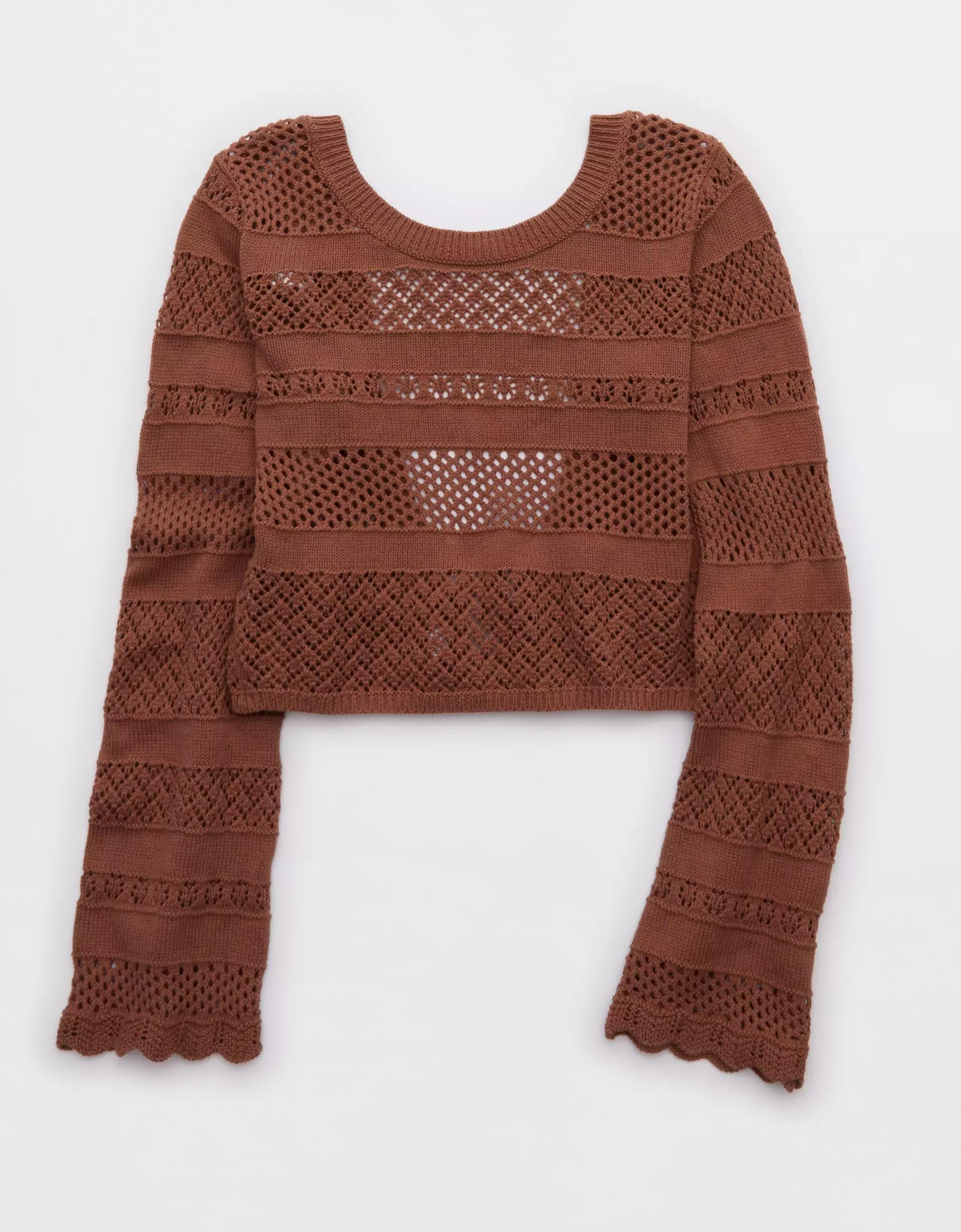Aerie Reversible Crochet Wrap Sweater Product Image