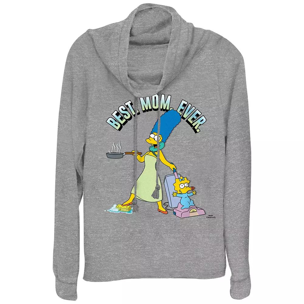 Women's The Simpsons Best Mom Ever Cowlneck Graphic Lightweight Long Sleeve,  Product Image