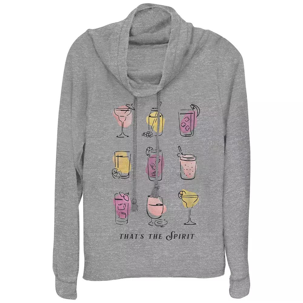 Women's Cocktails That's The Spirit Cowlneck Graphic Lightweight Long Sleeve, Girl's,  Product Image