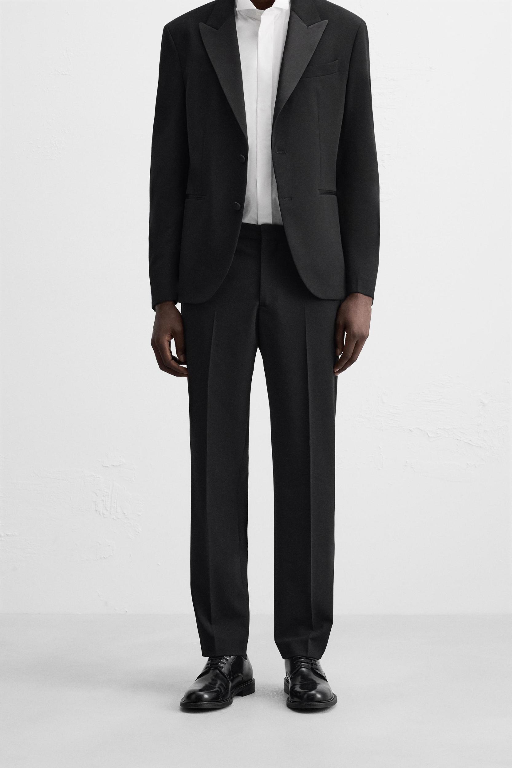 WOOL BLEND TUXEDO SUIT PANTS Product Image