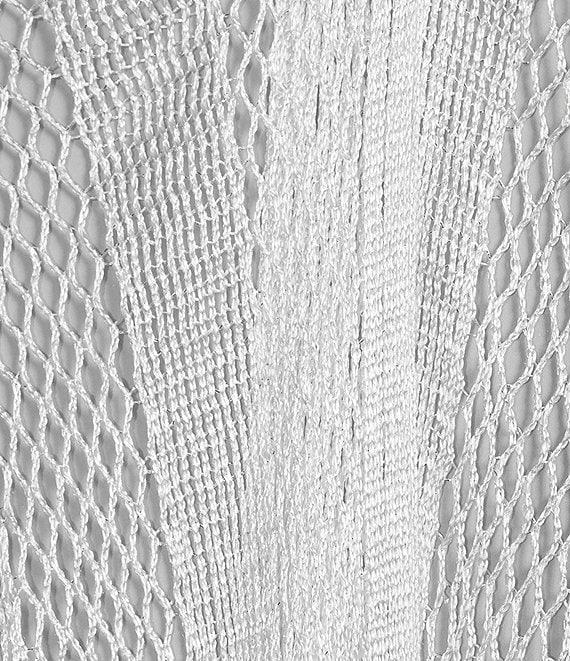 Vince Camuto Short Sleeve Mesh Net Fringe Tie Front Topper Product Image