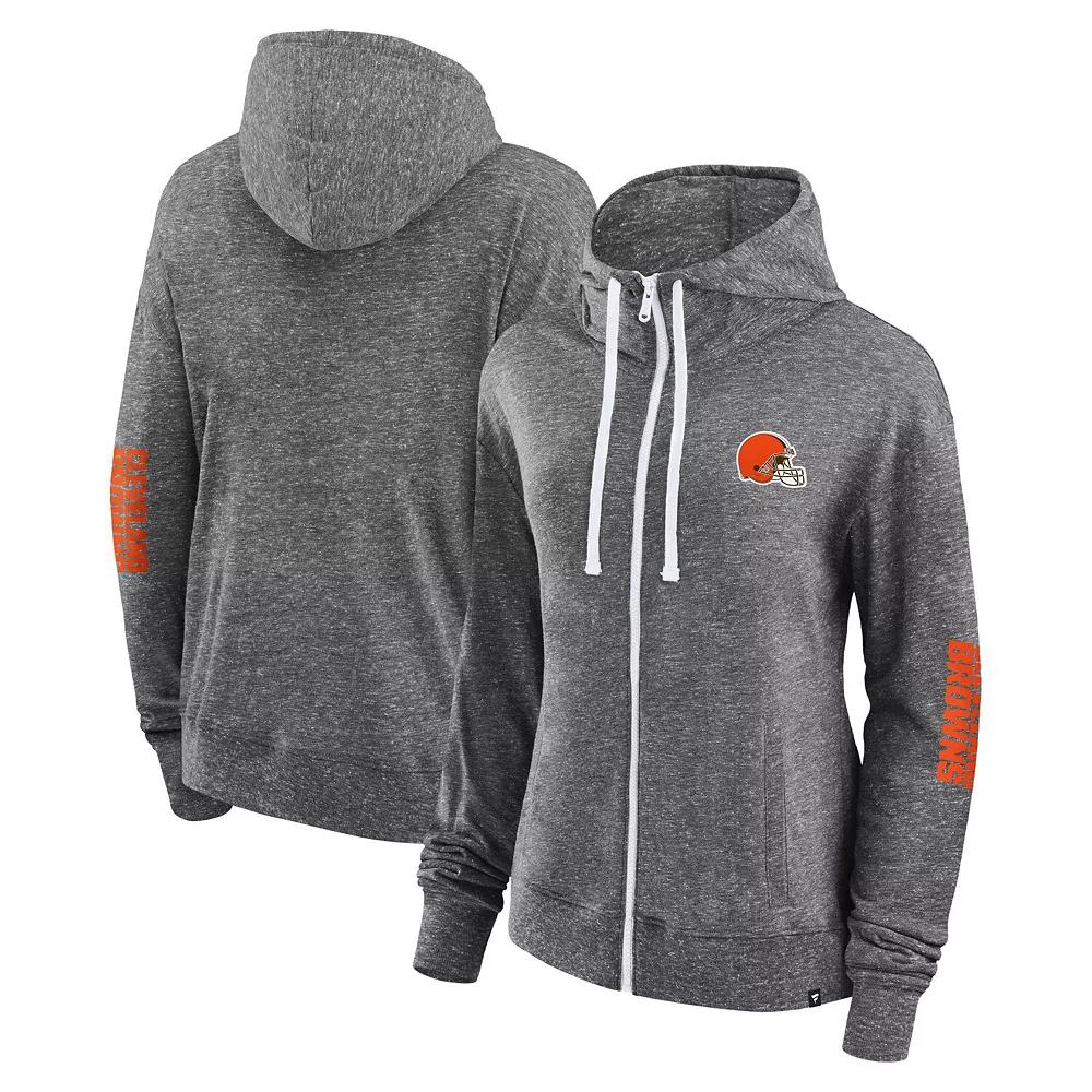 Women's Fanatics Branded Heather Charcoal Cleveland Browns Opening Coin Flip Hoodie Full-Zip Sweatshirt, Size: XS Product Image