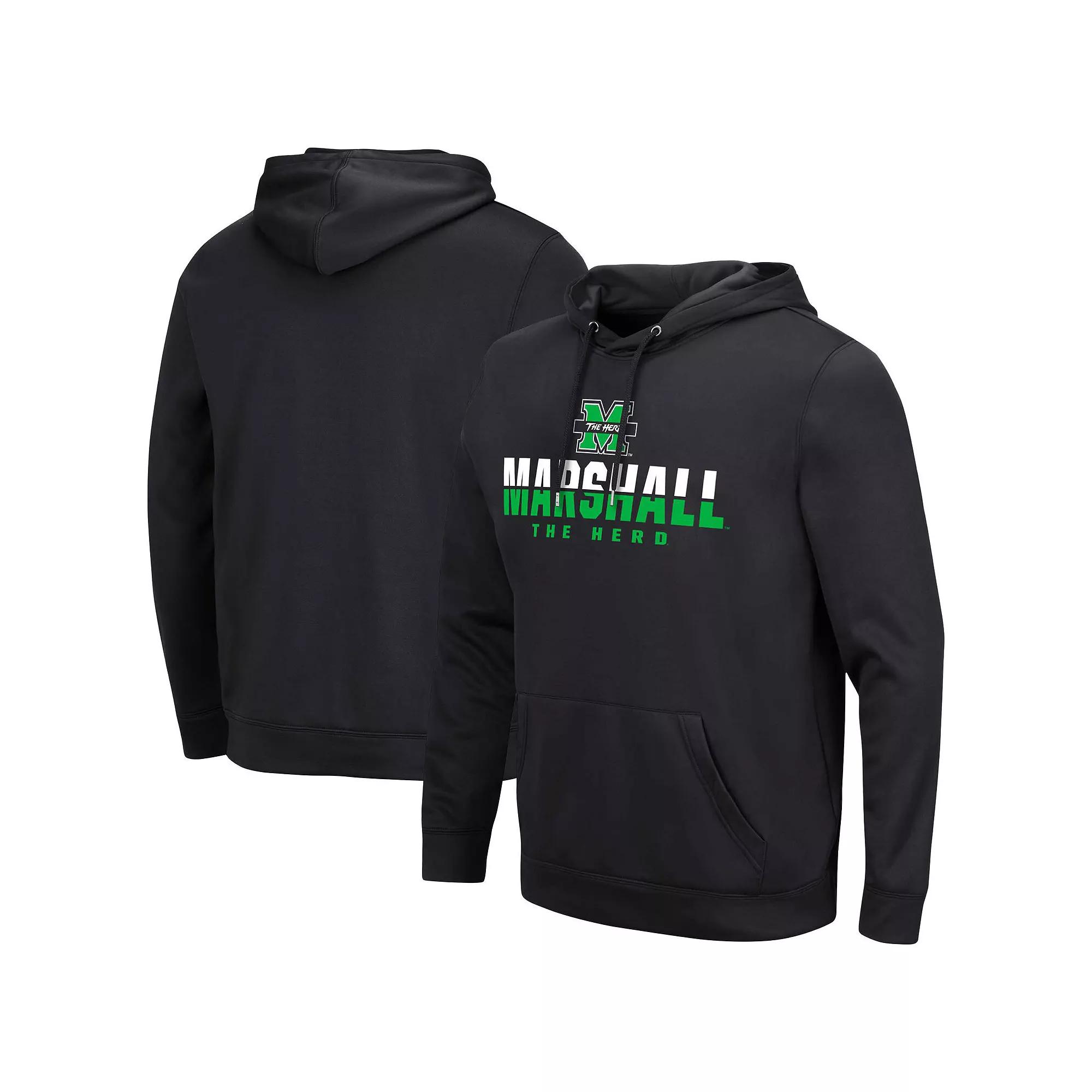 Men's Colosseum Black Marshall Thundering Herd Lantern Pullover Hoodie,  Product Image