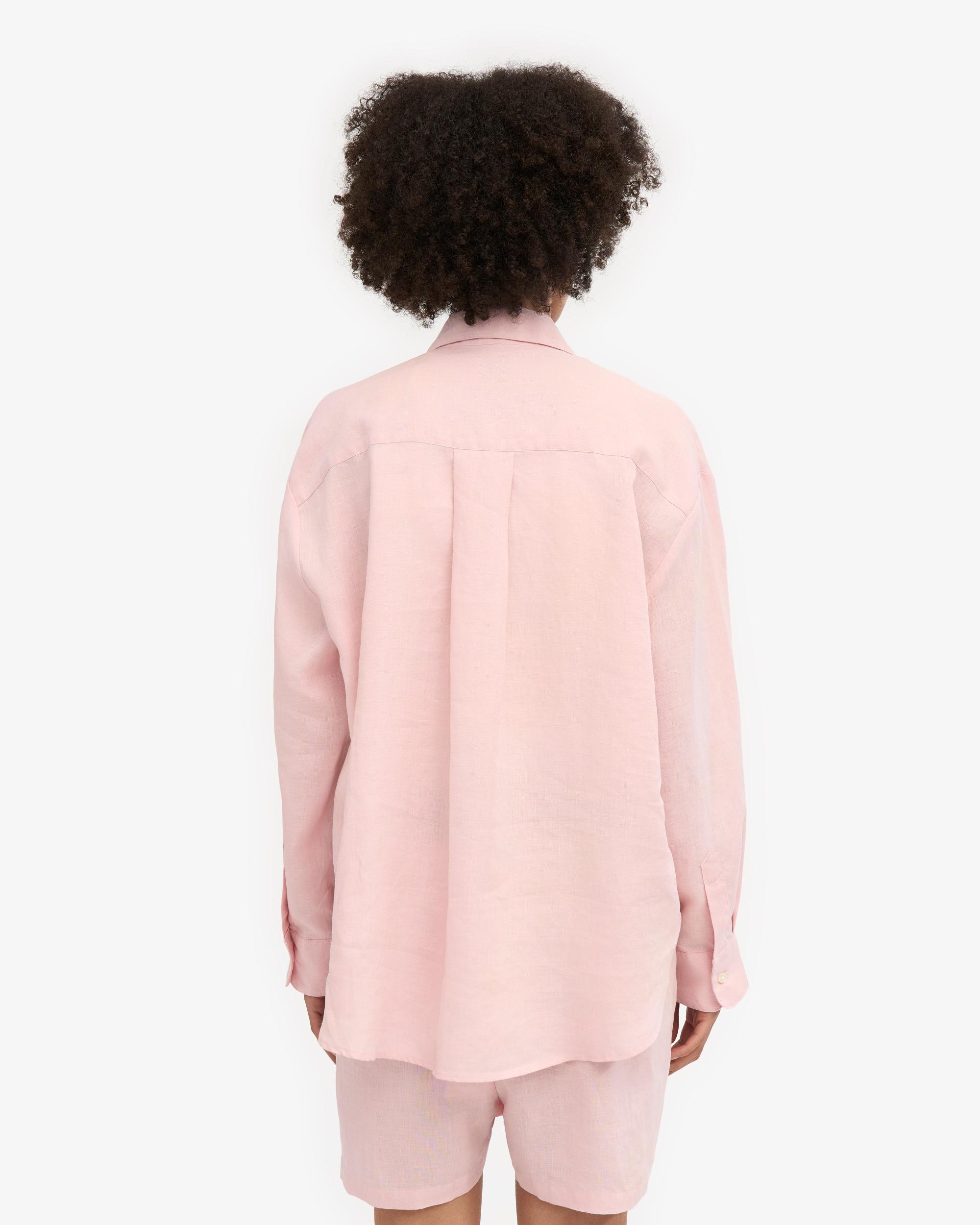 Linen Oversized Shirt - Faded Pink Product Image