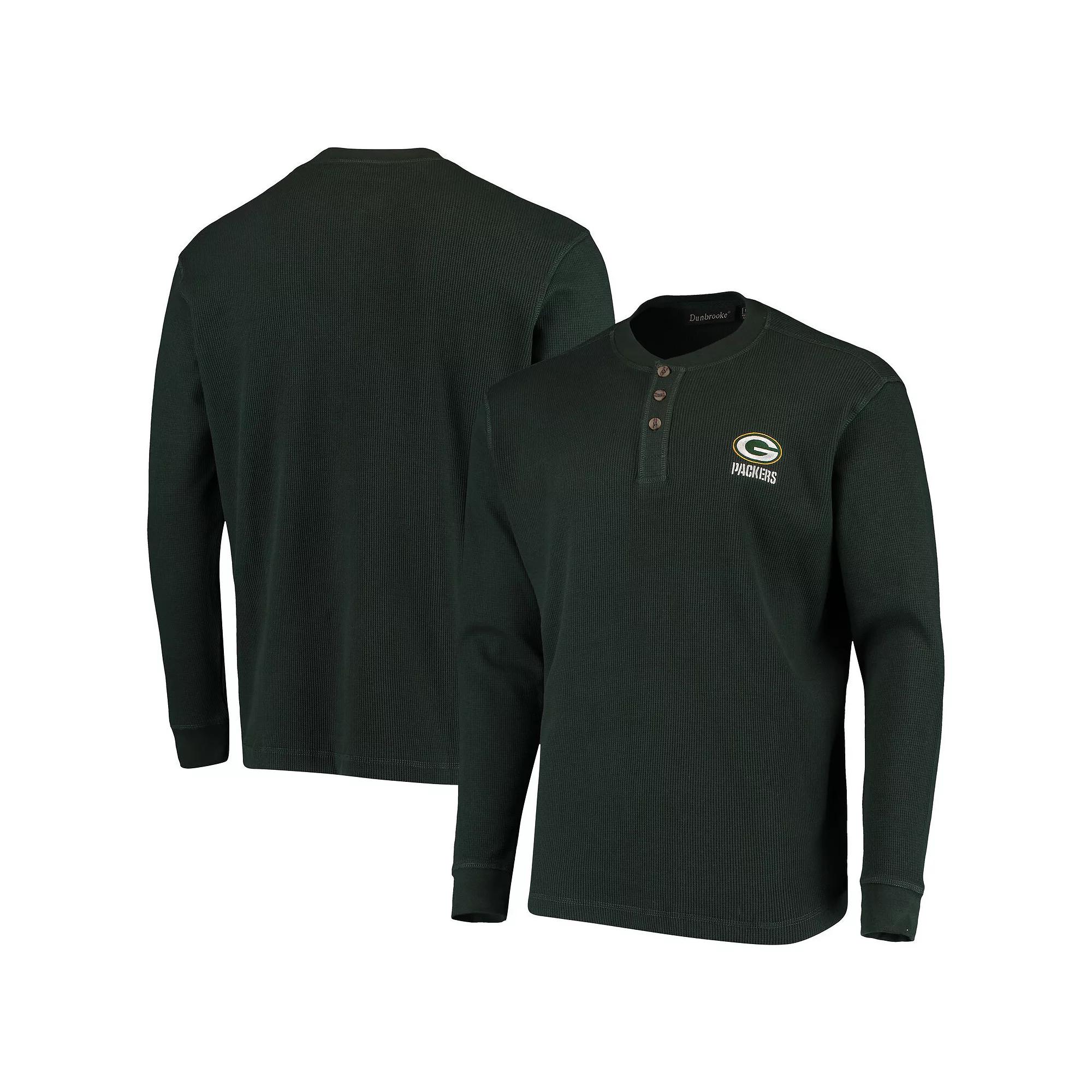 Men's Dunbrooke Green Green Bay Packers Logo Maverick Thermal Henley Long Sleeve T-Shirt, Size: 3XL Product Image