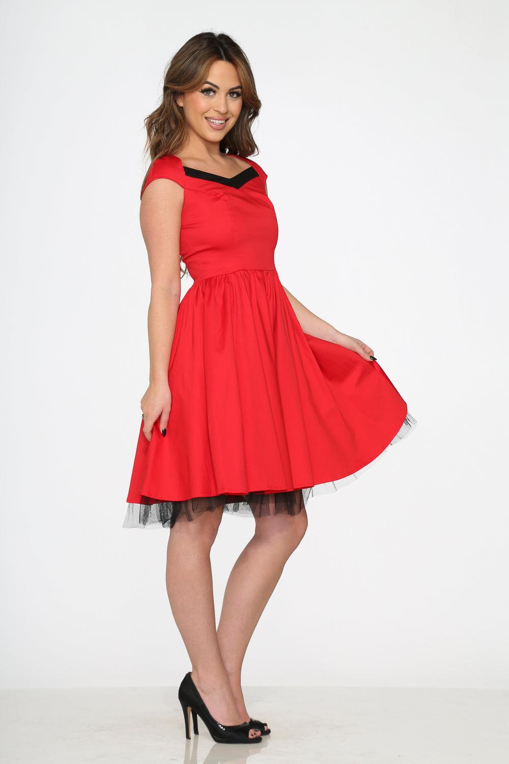Red & Black Trim Swing Dress Product Image