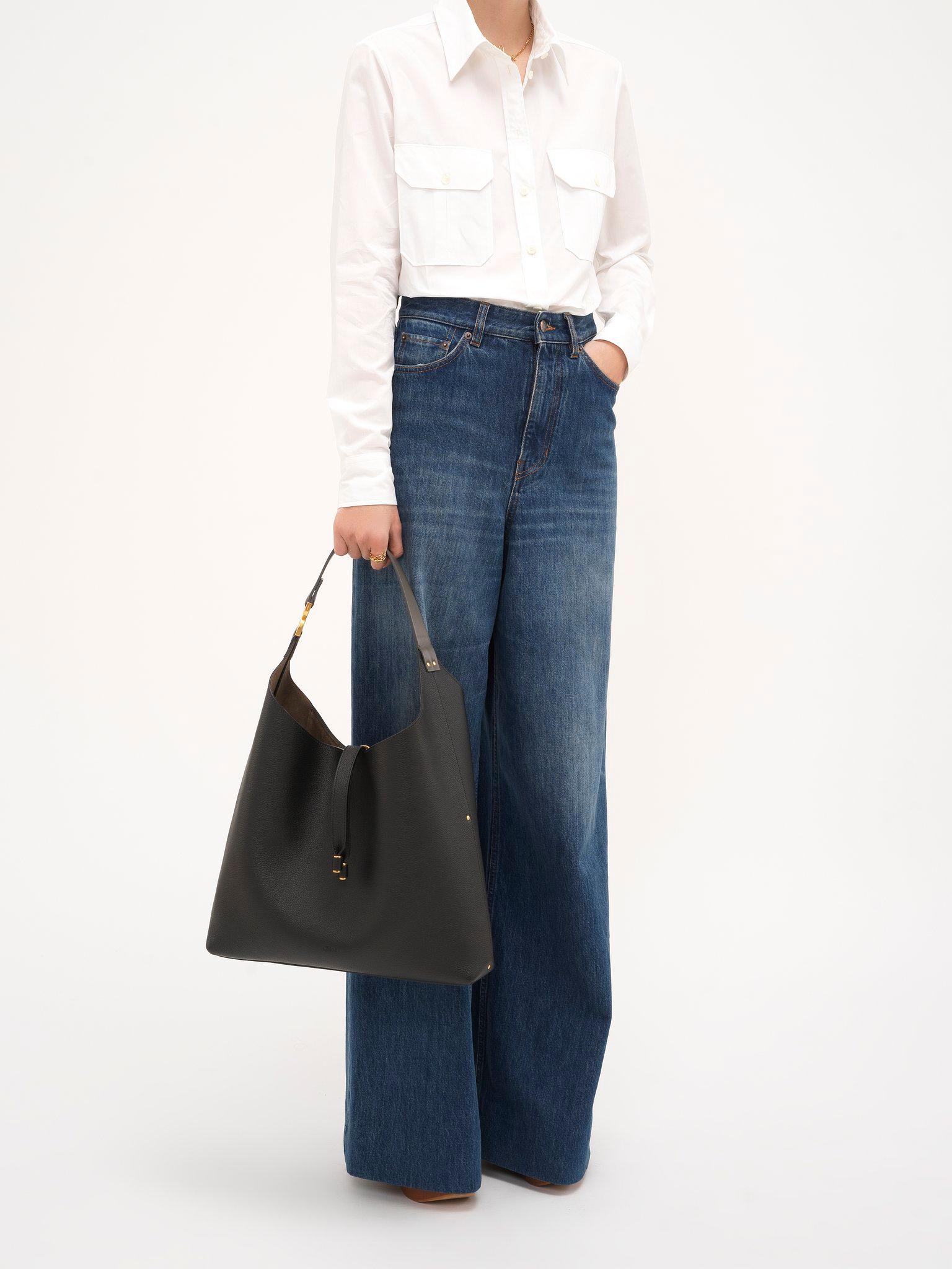 Marcie hobo bag in grained leather Product Image