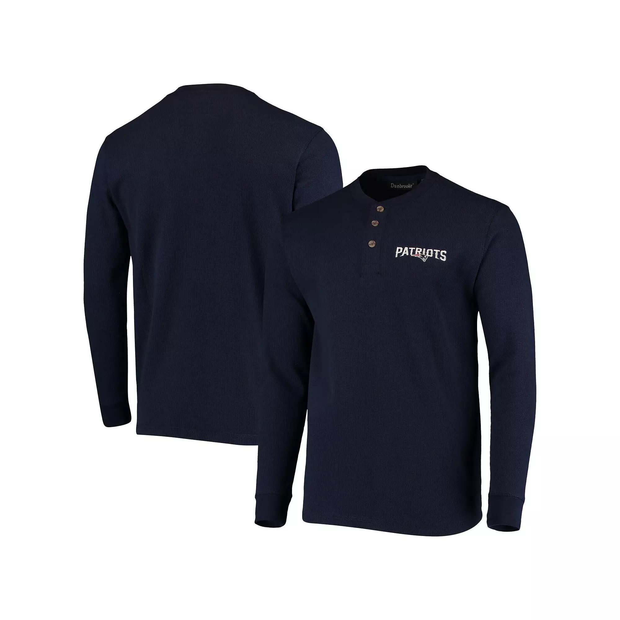 Men's Dunbrooke Navy New England Patriots Logo Maverick Thermal Henley Long Sleeve T-Shirt,  Product Image