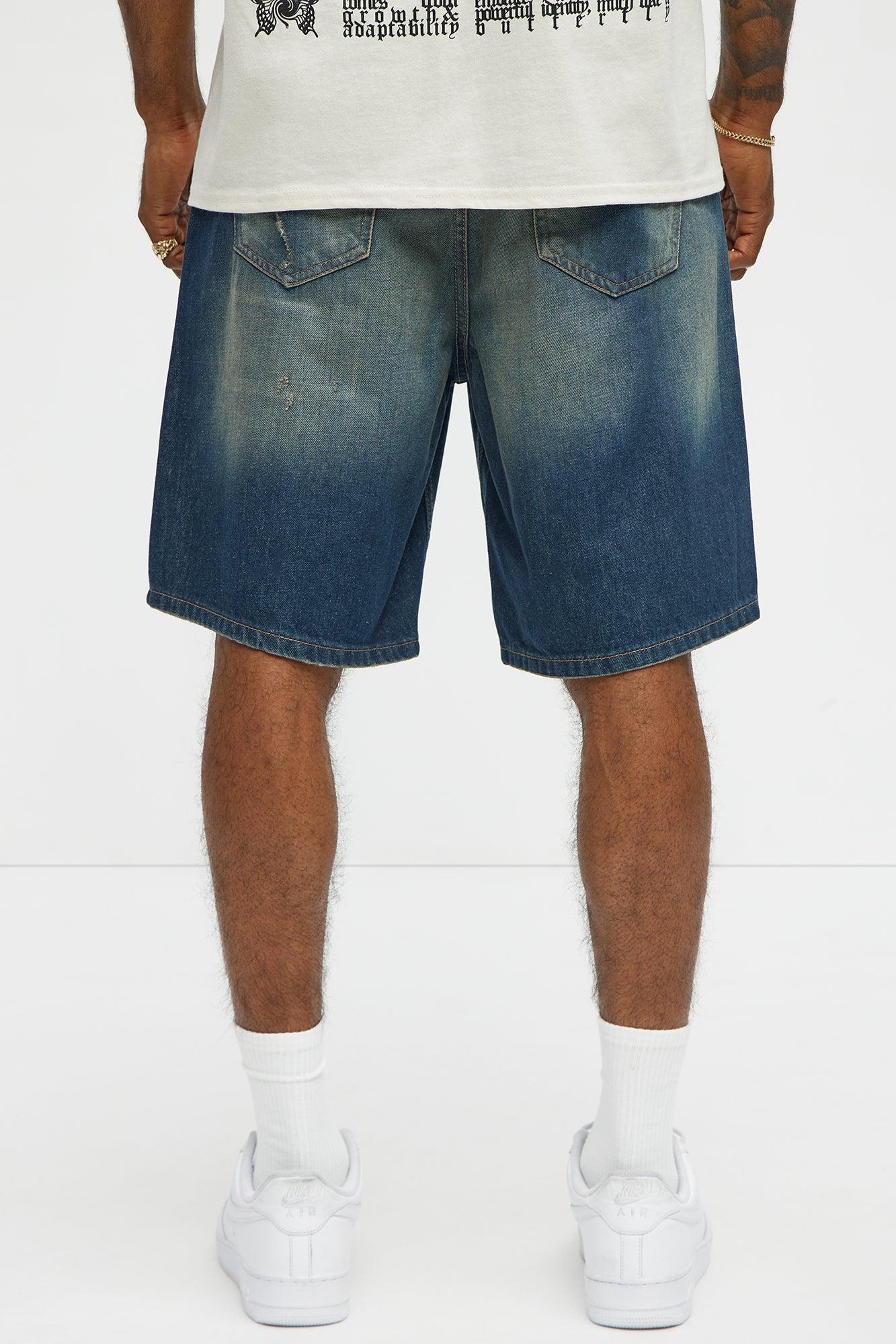 Don't Hate Relaxed Denim Shorts - Dark Wash Product Image
